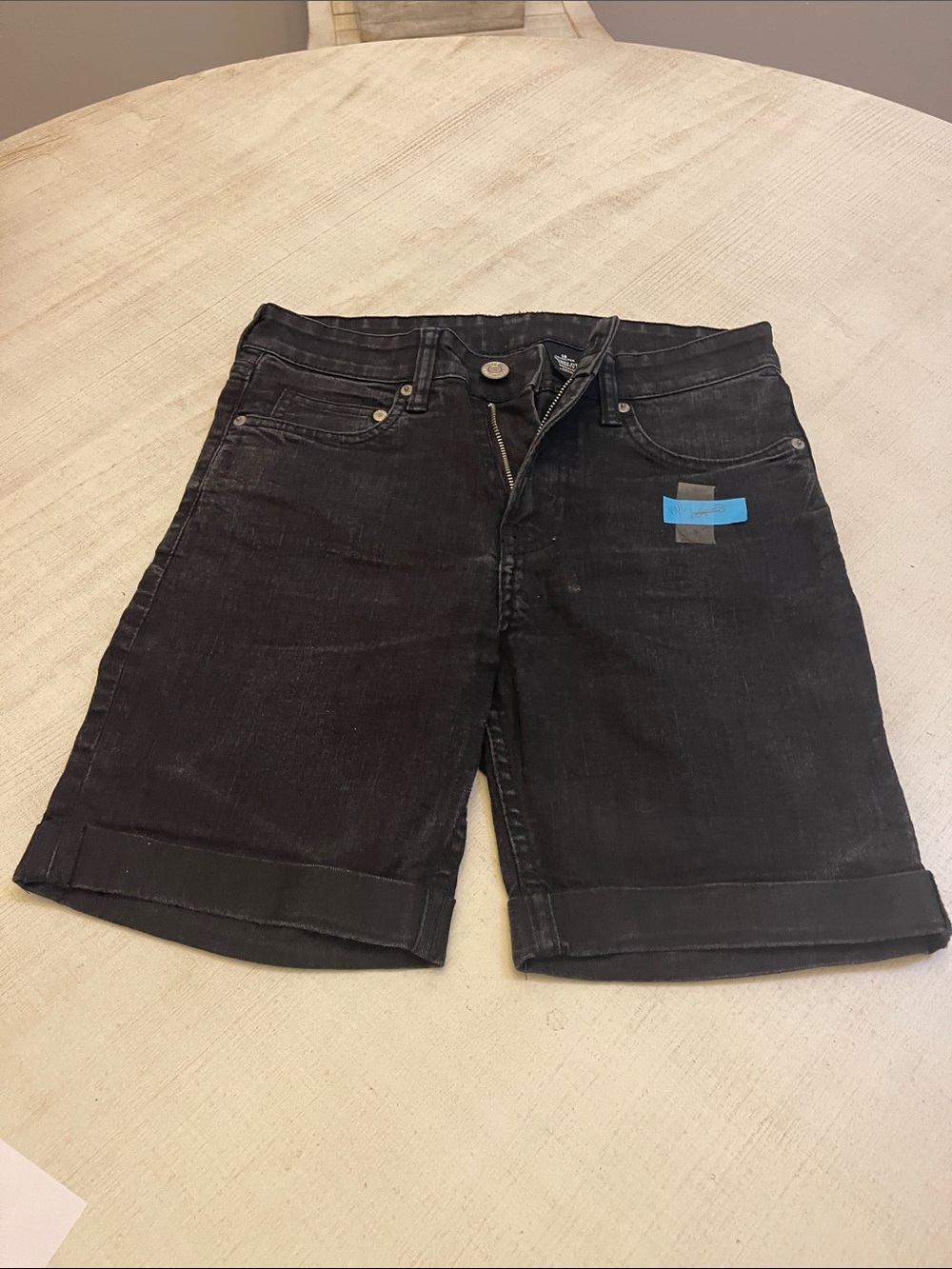 H&M Black Cuffed Denim Shorts